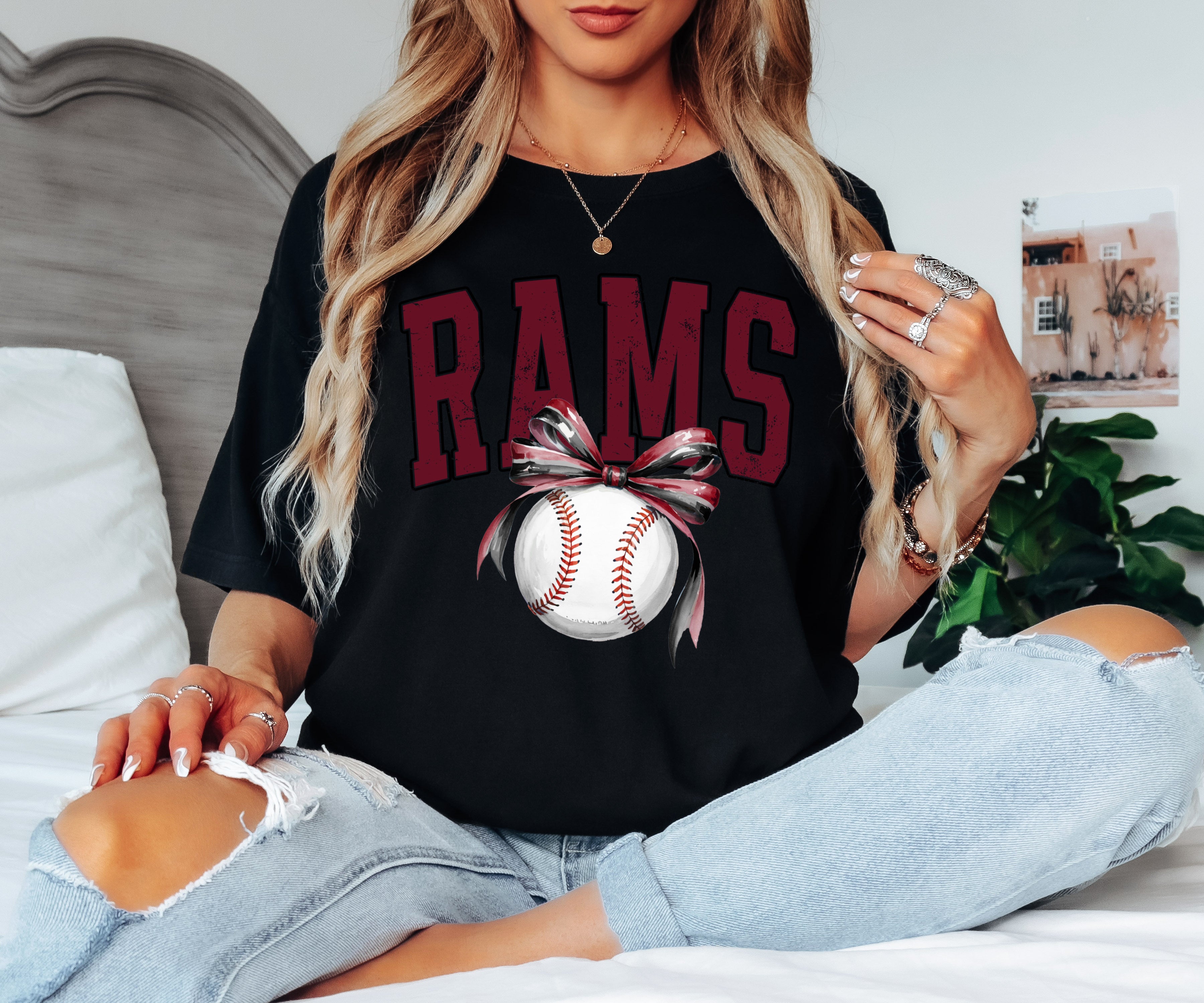 Rams Baseball Bow Tshirt