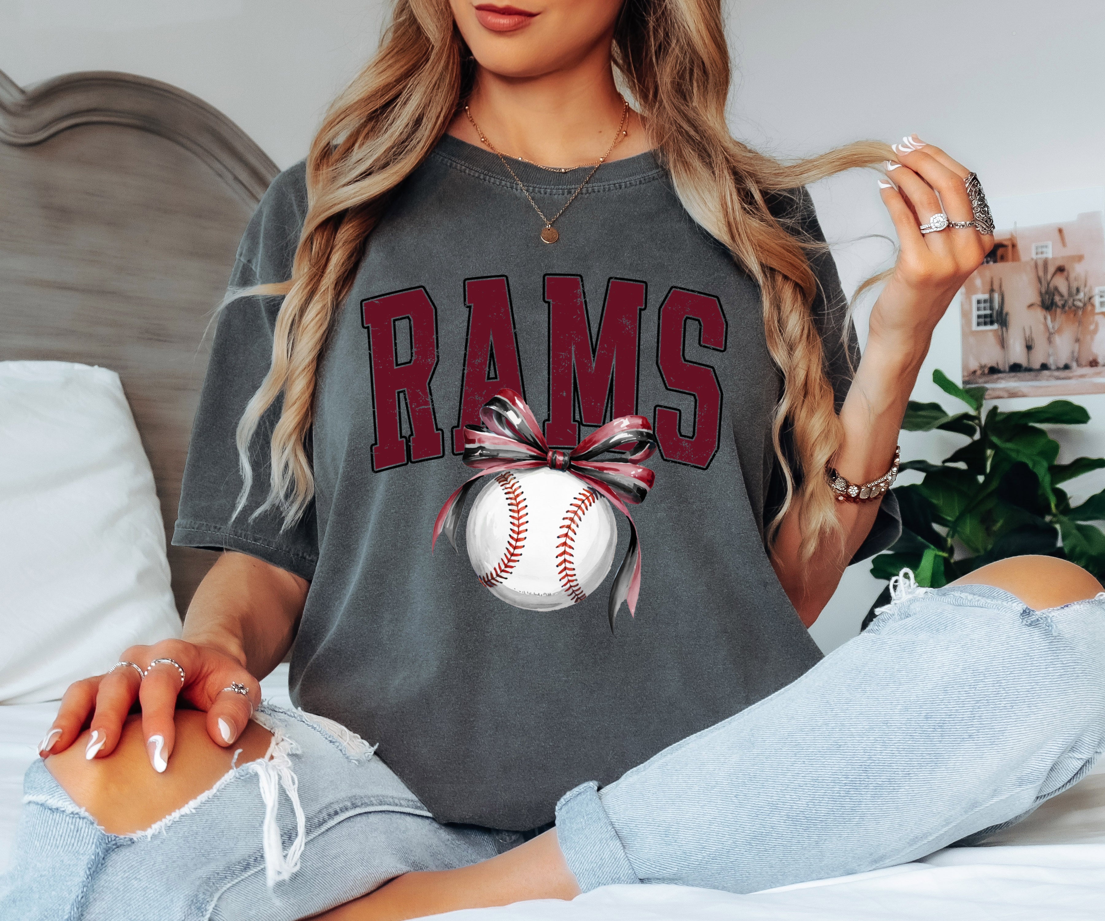 Rams Baseball Bow Tshirt