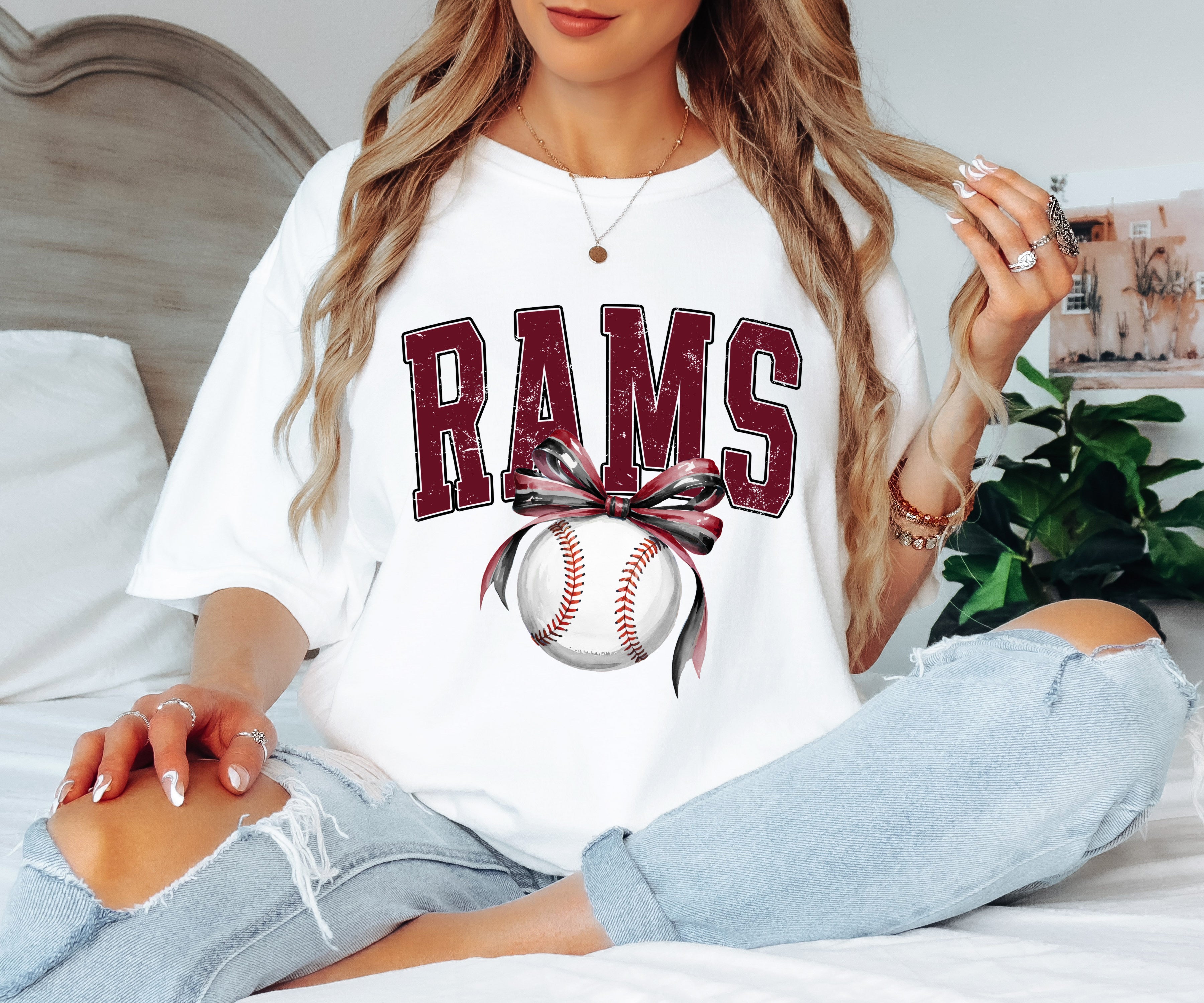 Rams Baseball Bow Tshirt