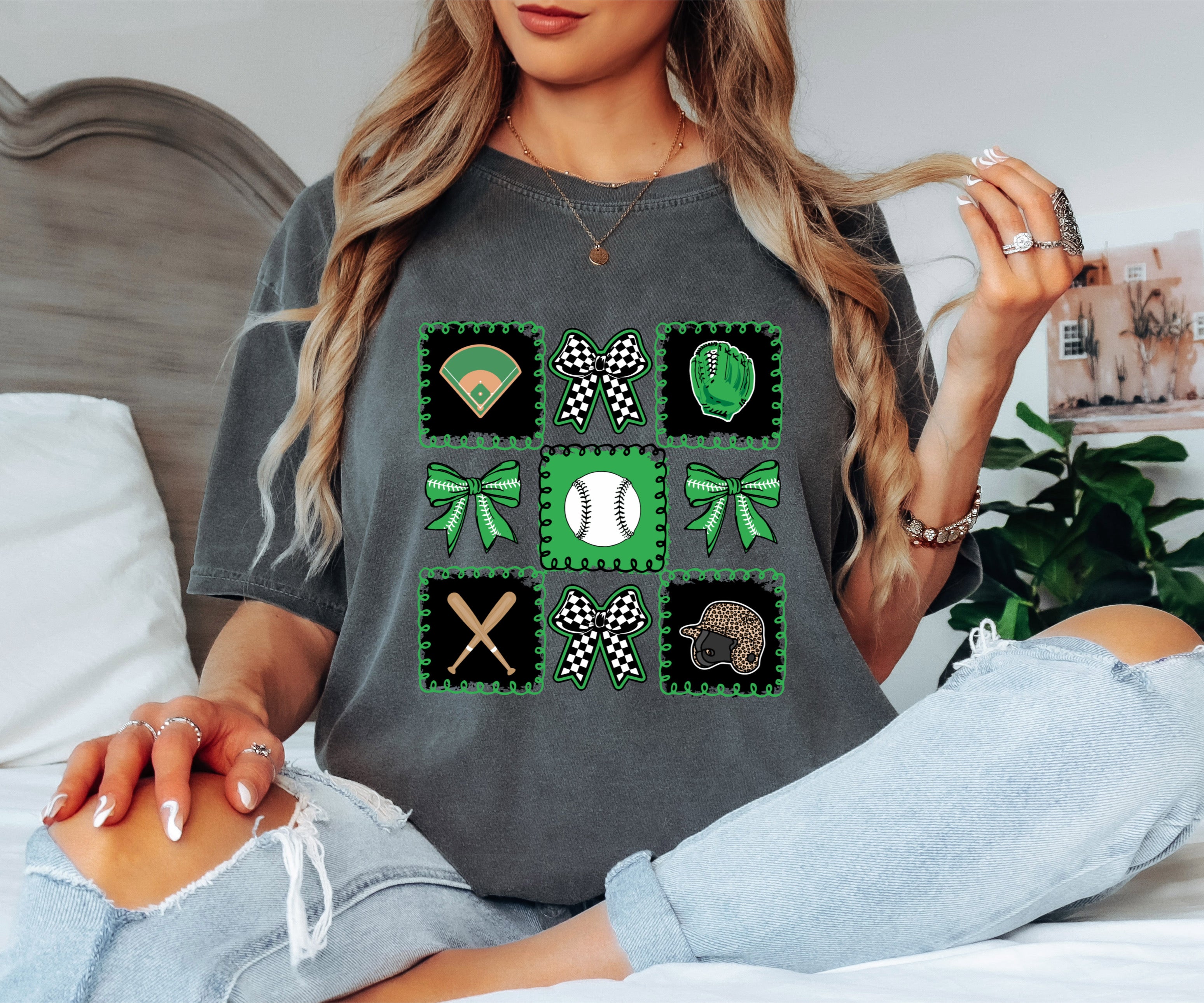Green and black coquette baseball