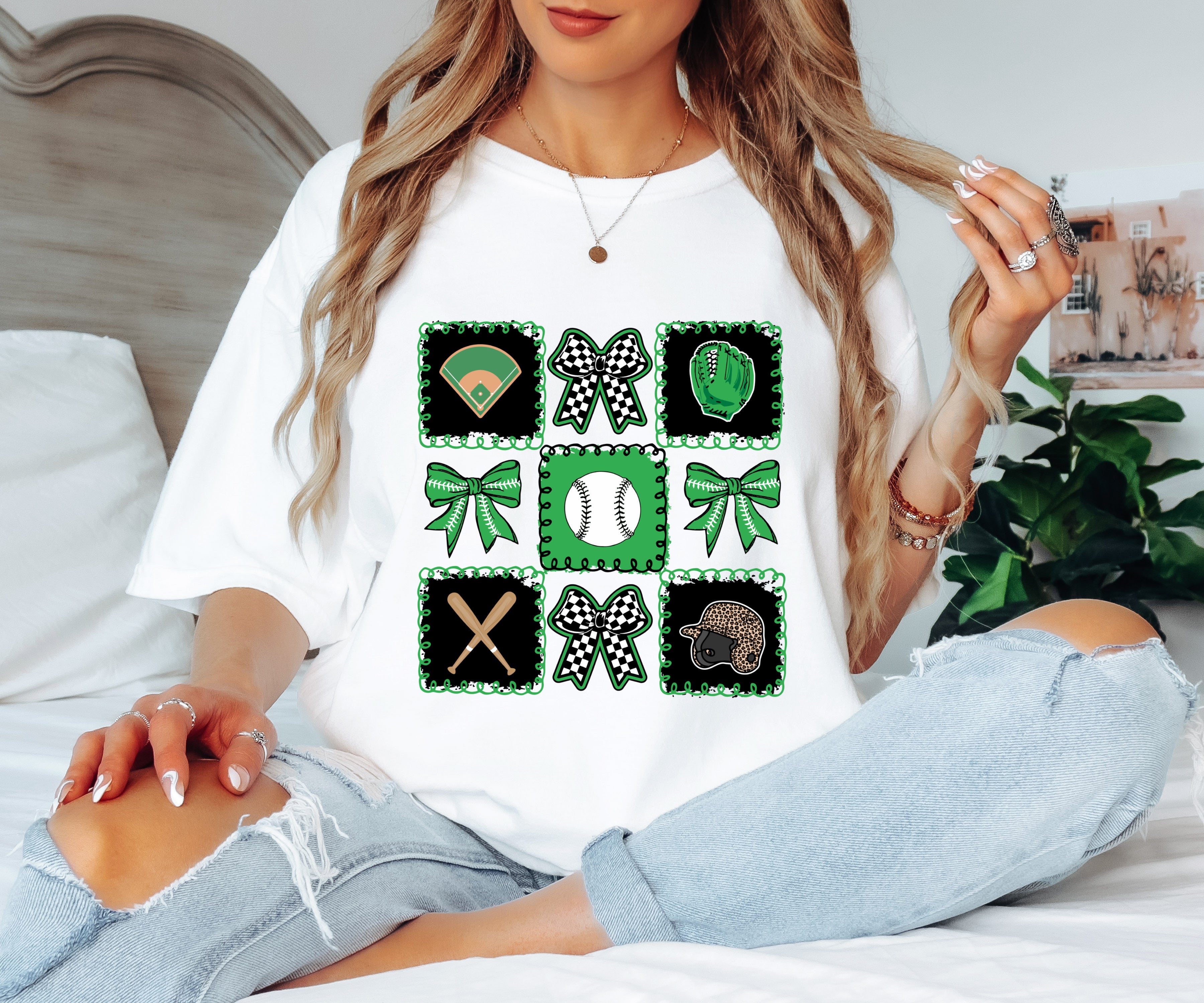 Green and black coquette baseball