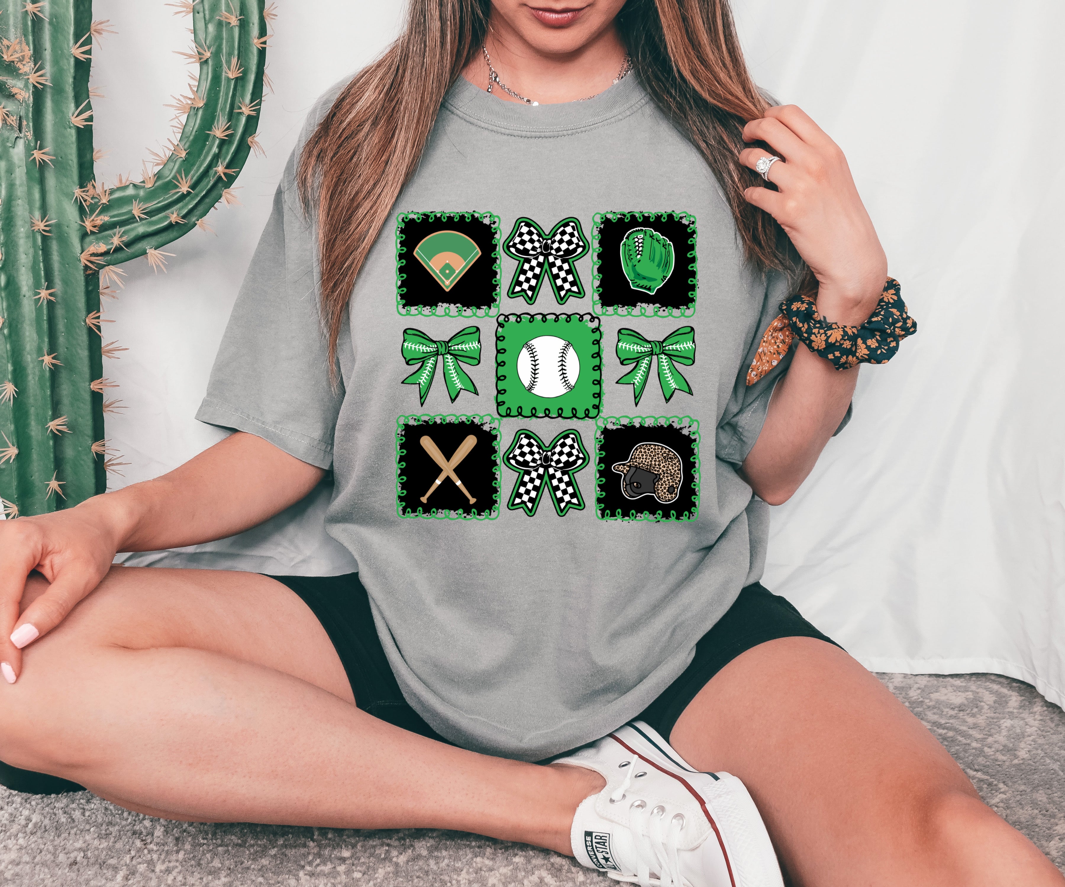 Green and black coquette baseball