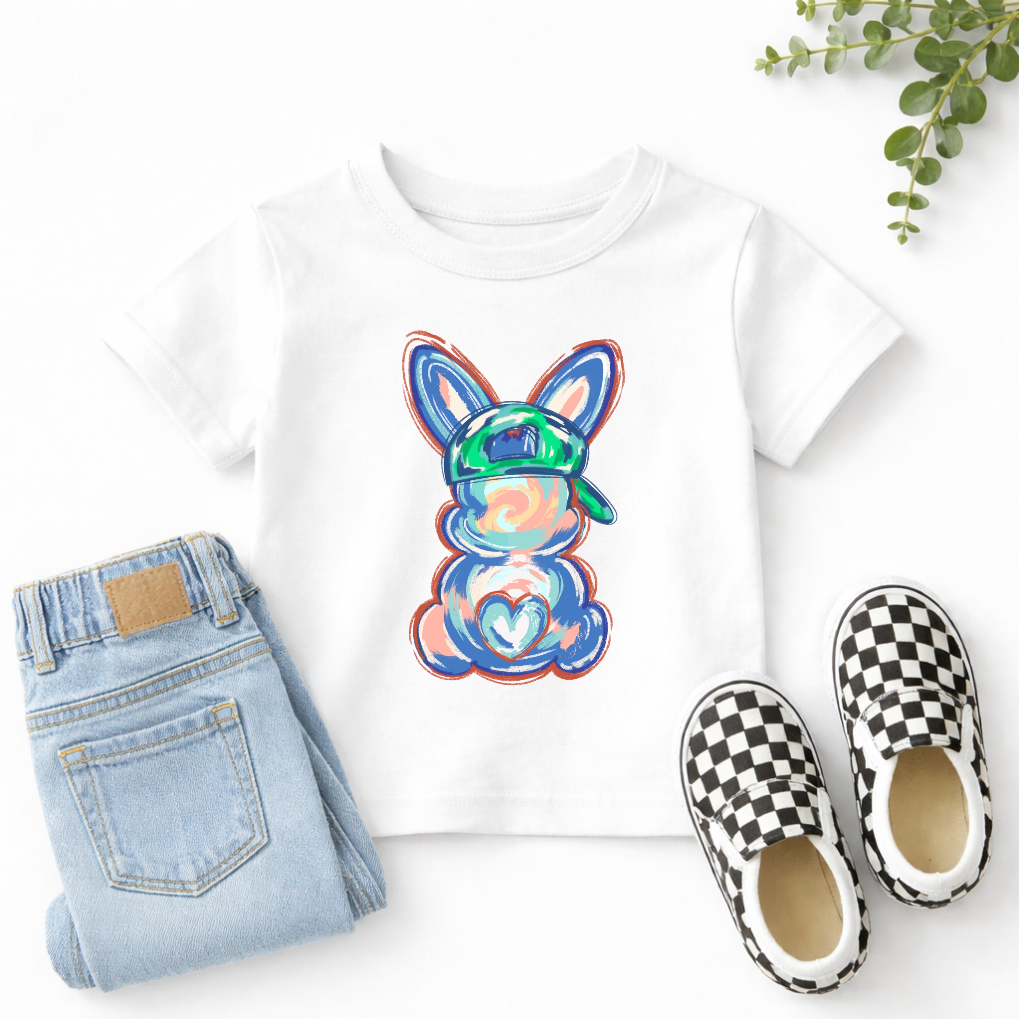 Bunny with Hat water color T shirt