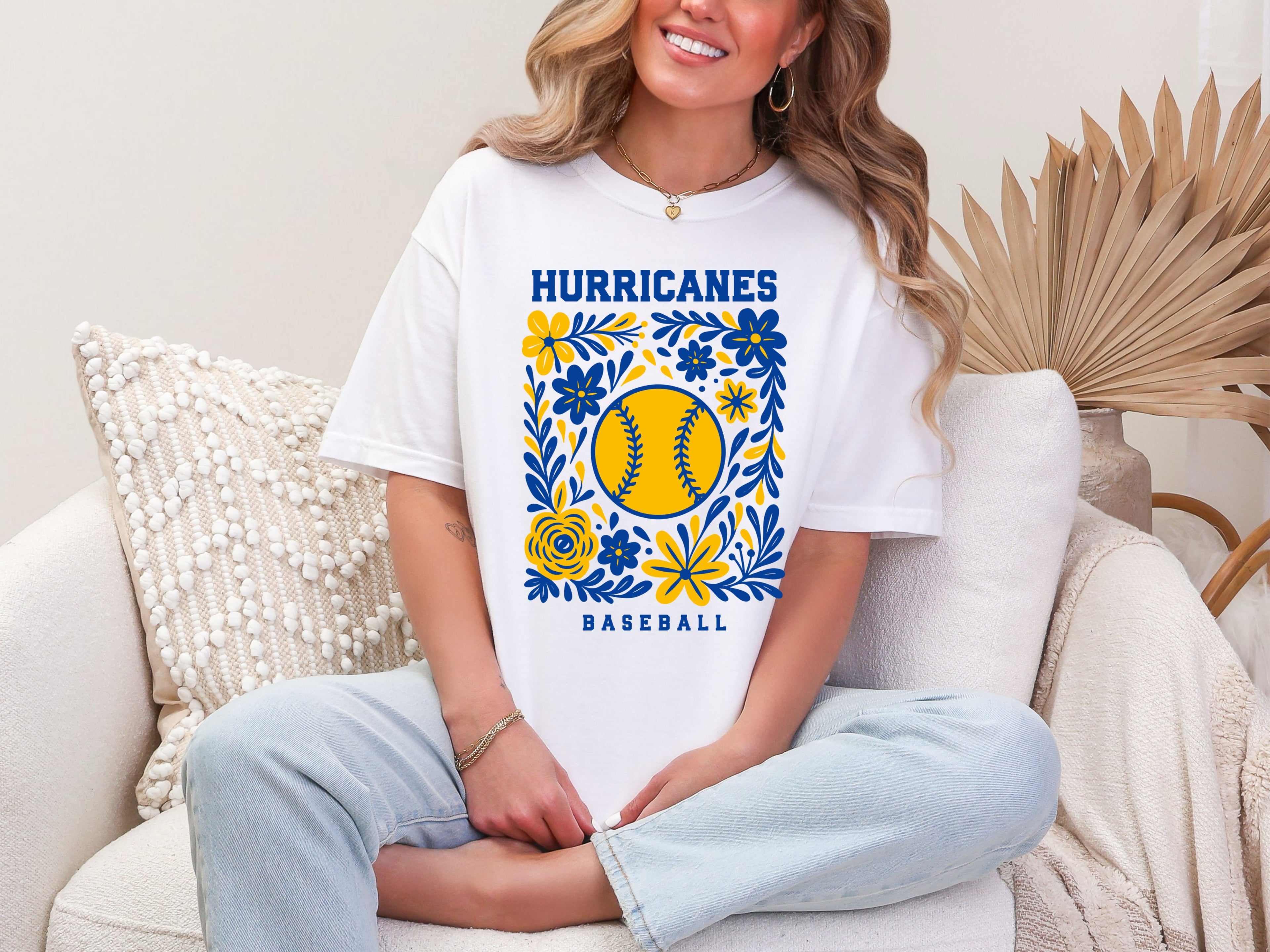 Hurricanes baseball flower T shirt