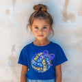Blue and yellow volleyball floral T shirt